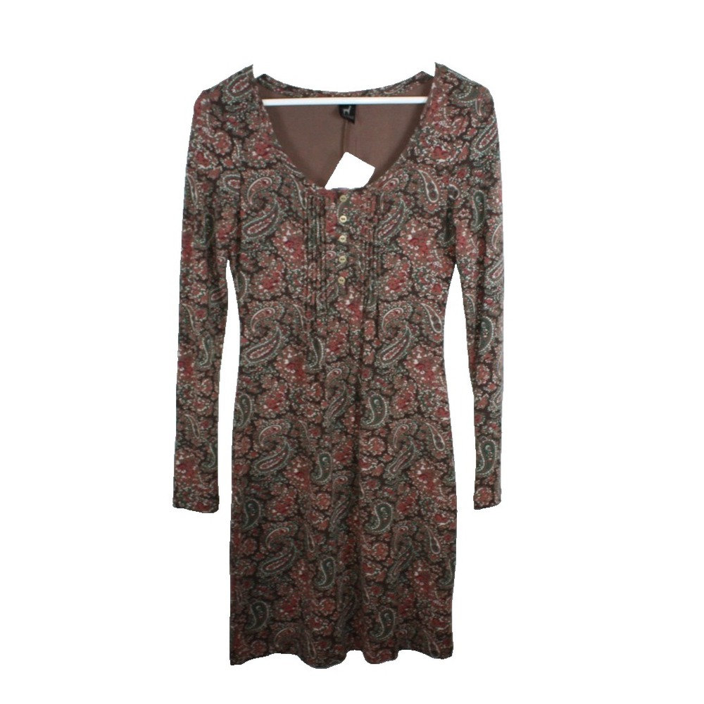 Peruvian Connection Dress Womens Size Small Multicolor Stretch Paisley Pullover